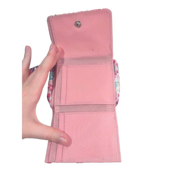 Tahari Floral Trifold Multicolor Pink Blue Red  Zip Wallet - Picture 3 of 7